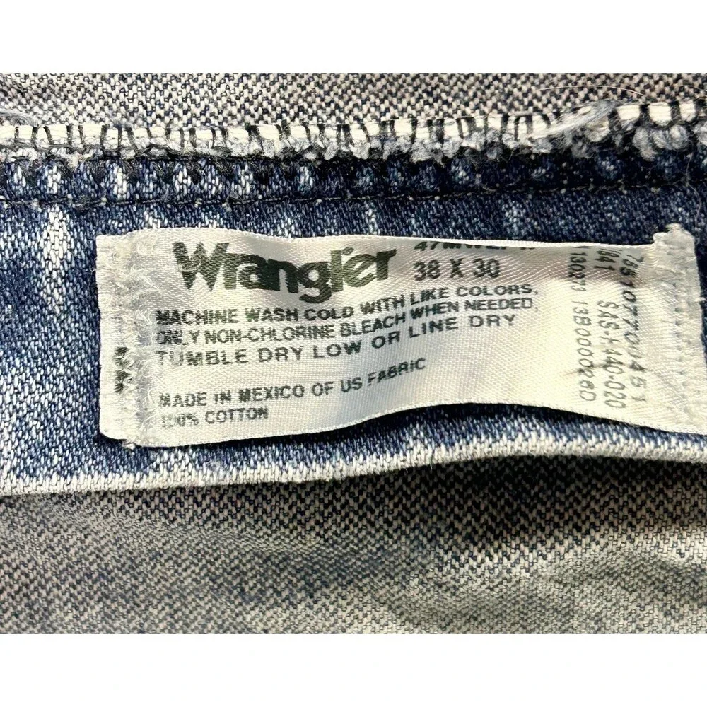 Wrangler 47MWZ Jeans Mens Blue Regular Fit Cowboy Cut Straight Leg 38x30
